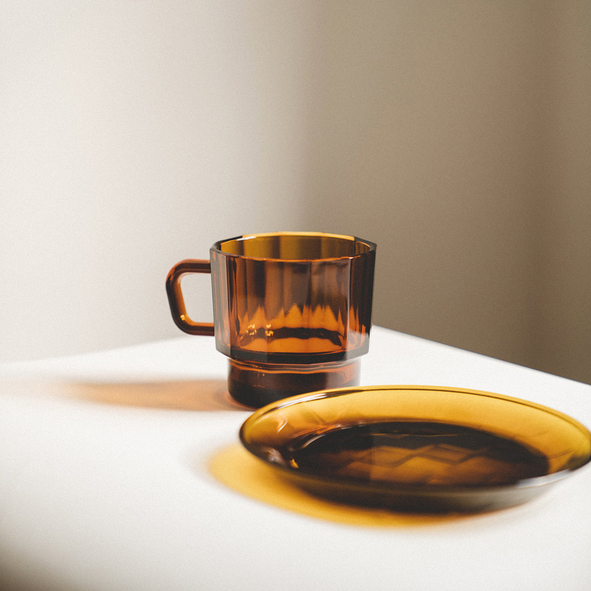 Made by recycled glass cup and plate. Best selling products from HMM , glass cups,Glass Coffee Mugs with handles, glass cups with handle, Coffee Mugs, coffee mug for office, Good for dishwasher, Amber,