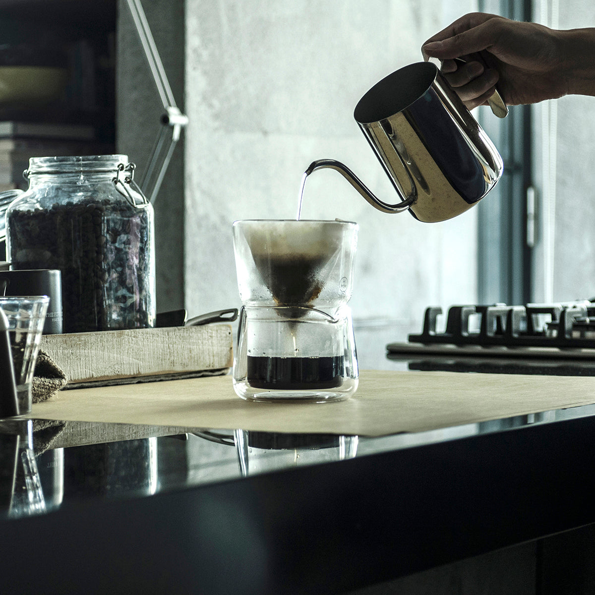 Pour Over Coffee Maker, Pour Over Coffee Dripper, Coffee Dripper Filter, Pour Over Coffee Filter, Pour Over Coffee Accessories, Double wall insulated glass, double-walled keeps the coffee warm longer,