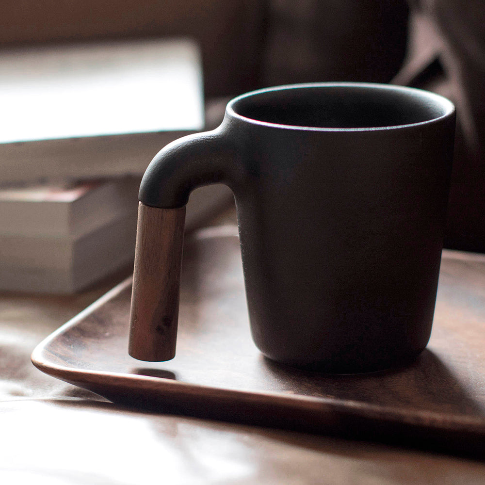 Golden pin design award. Unique ceramic with walnut wood mug , Ceramic Coffee Mugs, Handmade Pottery Mug, Ceramic Cup with Wooden Handle, Japanese ceramic, walnut wood, Housewarming Wedding Present,