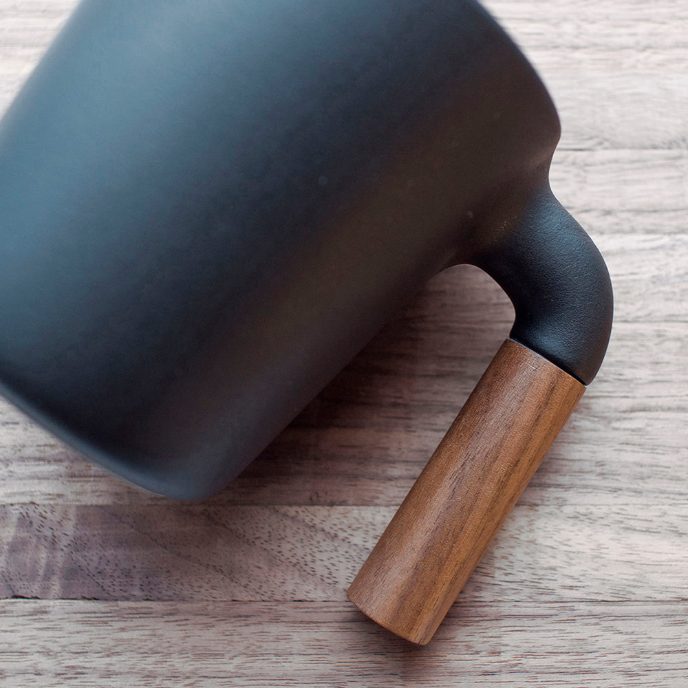 HMM signature product. Unique ceramic with walnut wood mug , Ceramic Coffee Mugs, Handmade Pottery Mug,  Ceramic Cup with Wooden Handle, Japanese ceramic, walnut wood, Housewarming Wedding Present,