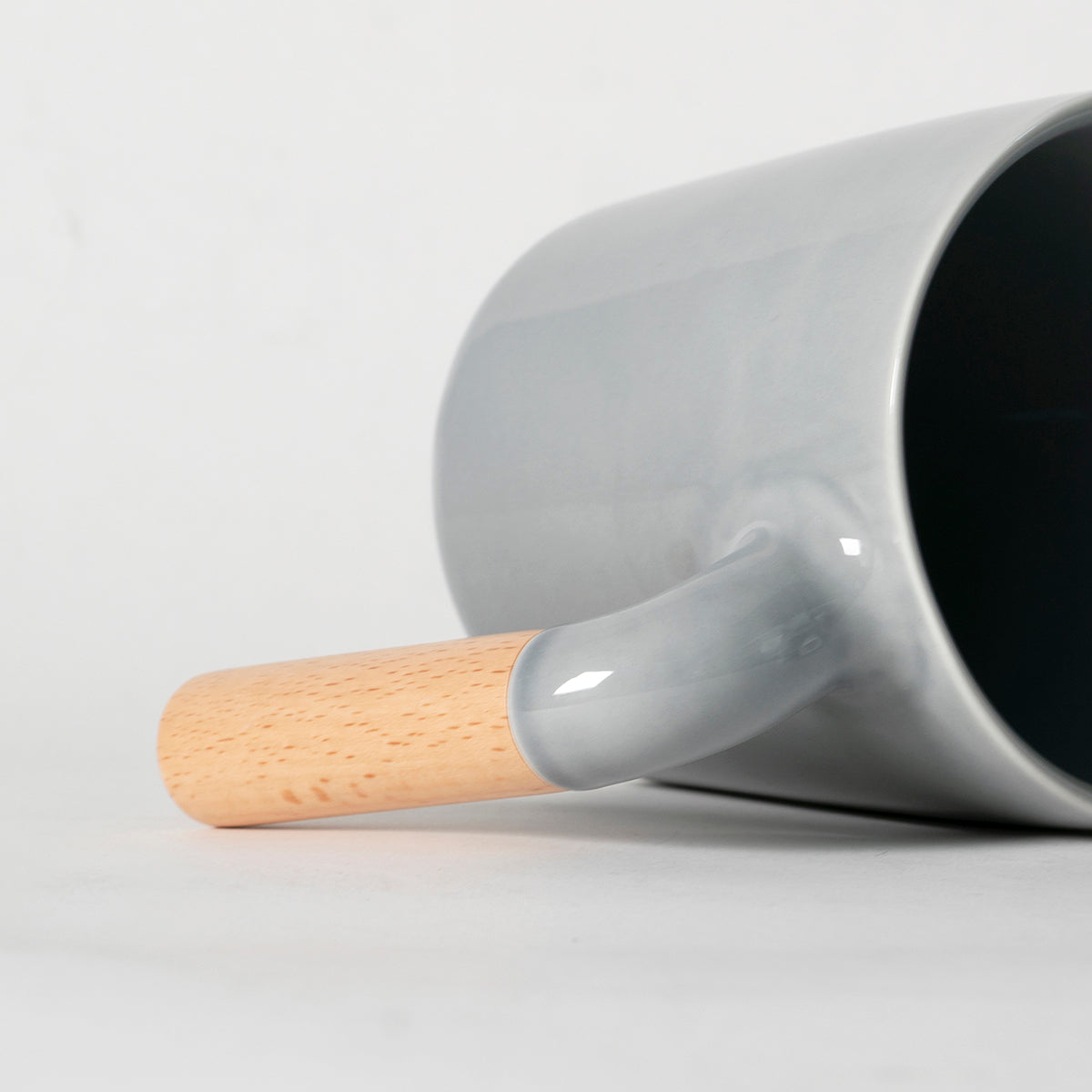 ceramic mug, coffee mug, wooden handle