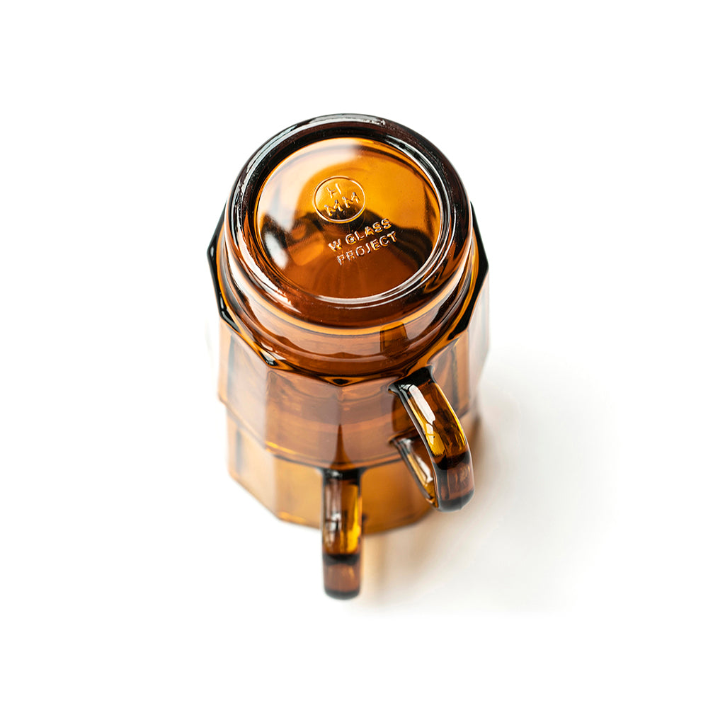 Made by recycled glass. Best product design from Golden Pin Design Award. Stackable , glass cups,Glass Coffee Mugs with handles, glass cups with handle, Coffee Mugs, coffee mug for office, Good for dishwasher, Amber,