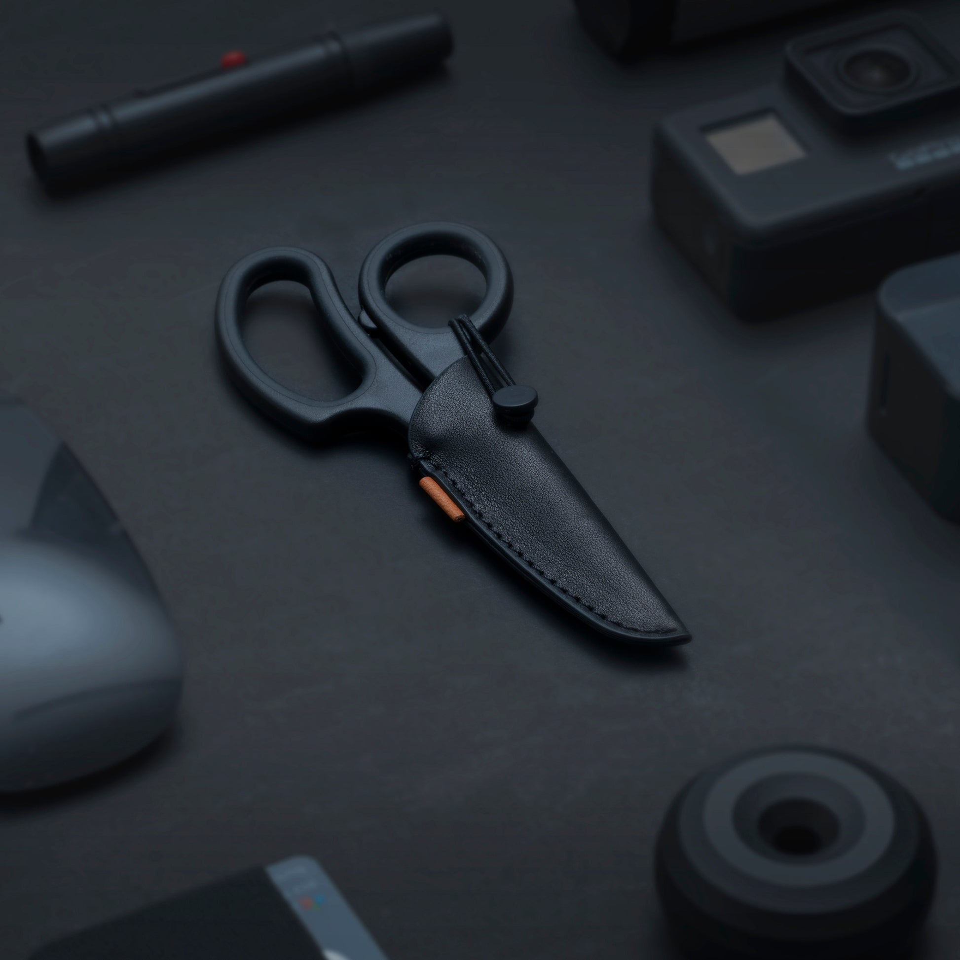 exacto scissors, scissors, leather case