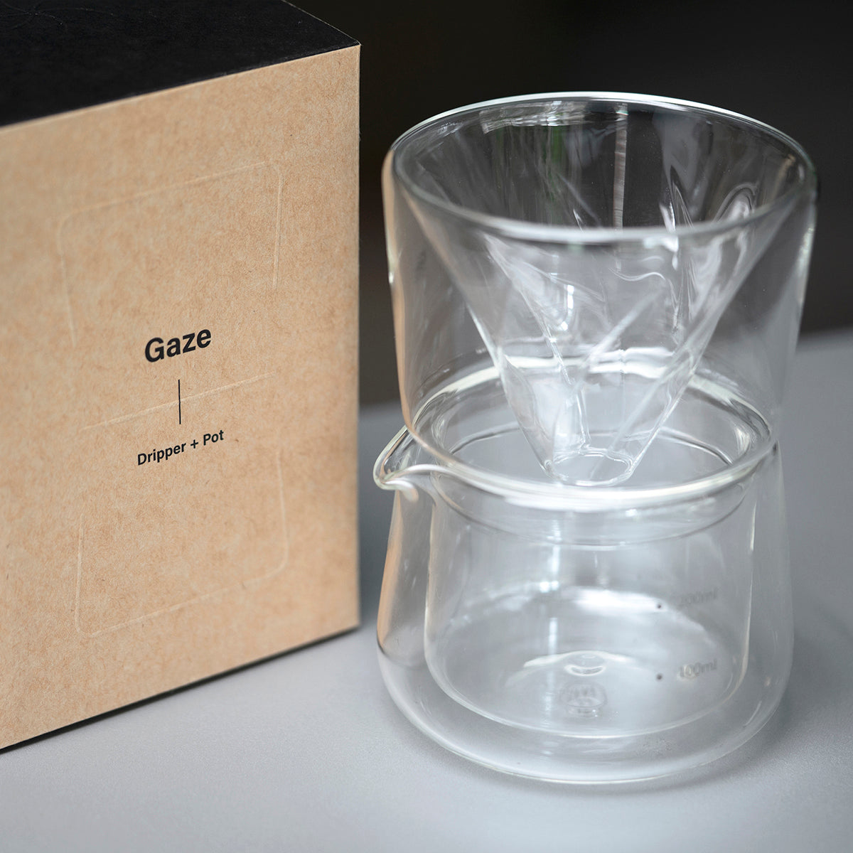 glass coffee dripper set, eco package, HMM Gaze