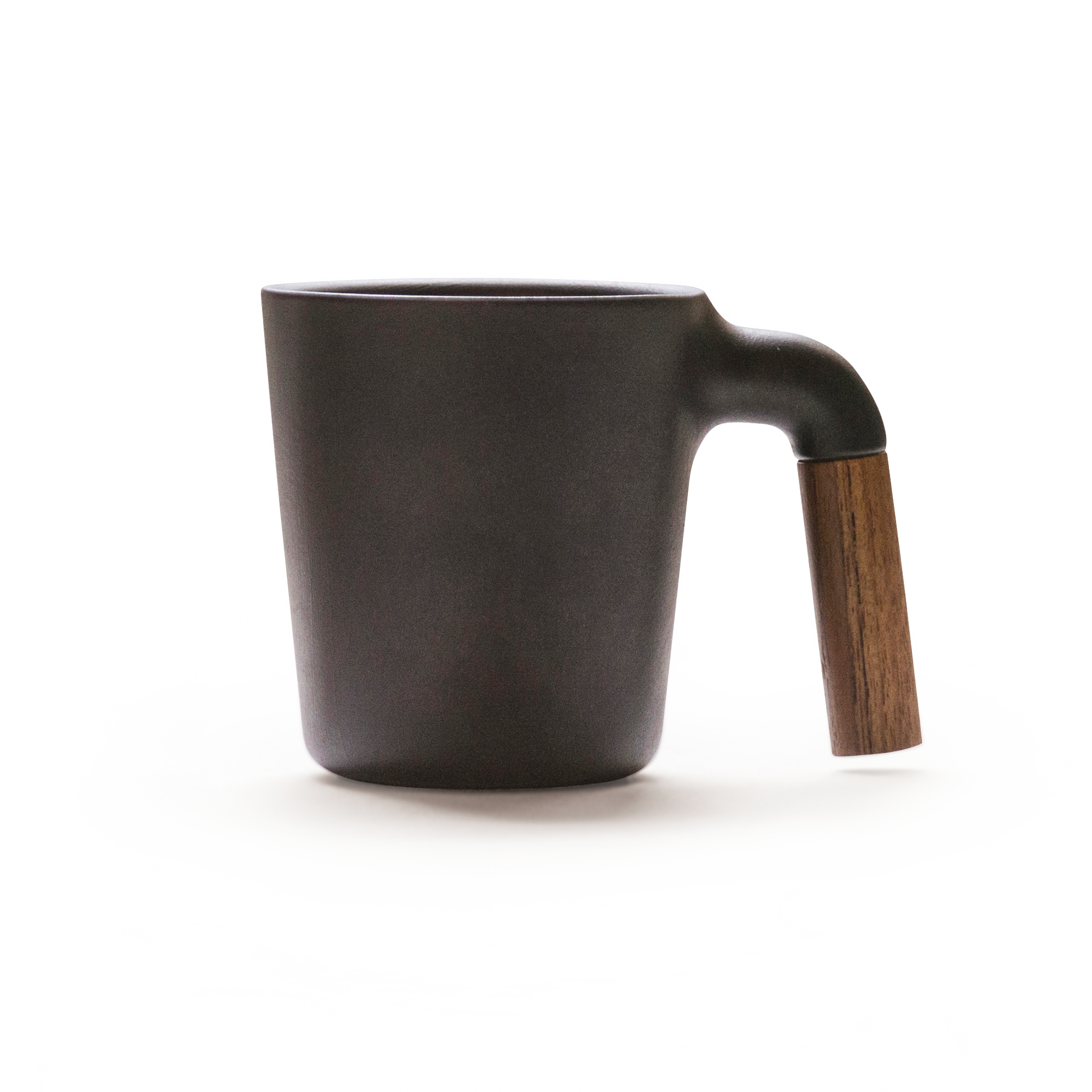 HMM signature product. Unique ceramic with walnut wood mug.