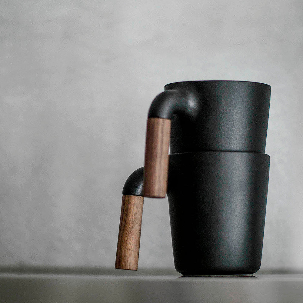 HMM signature product. Unique ceramic with walnut wood mug which can be stacked. 