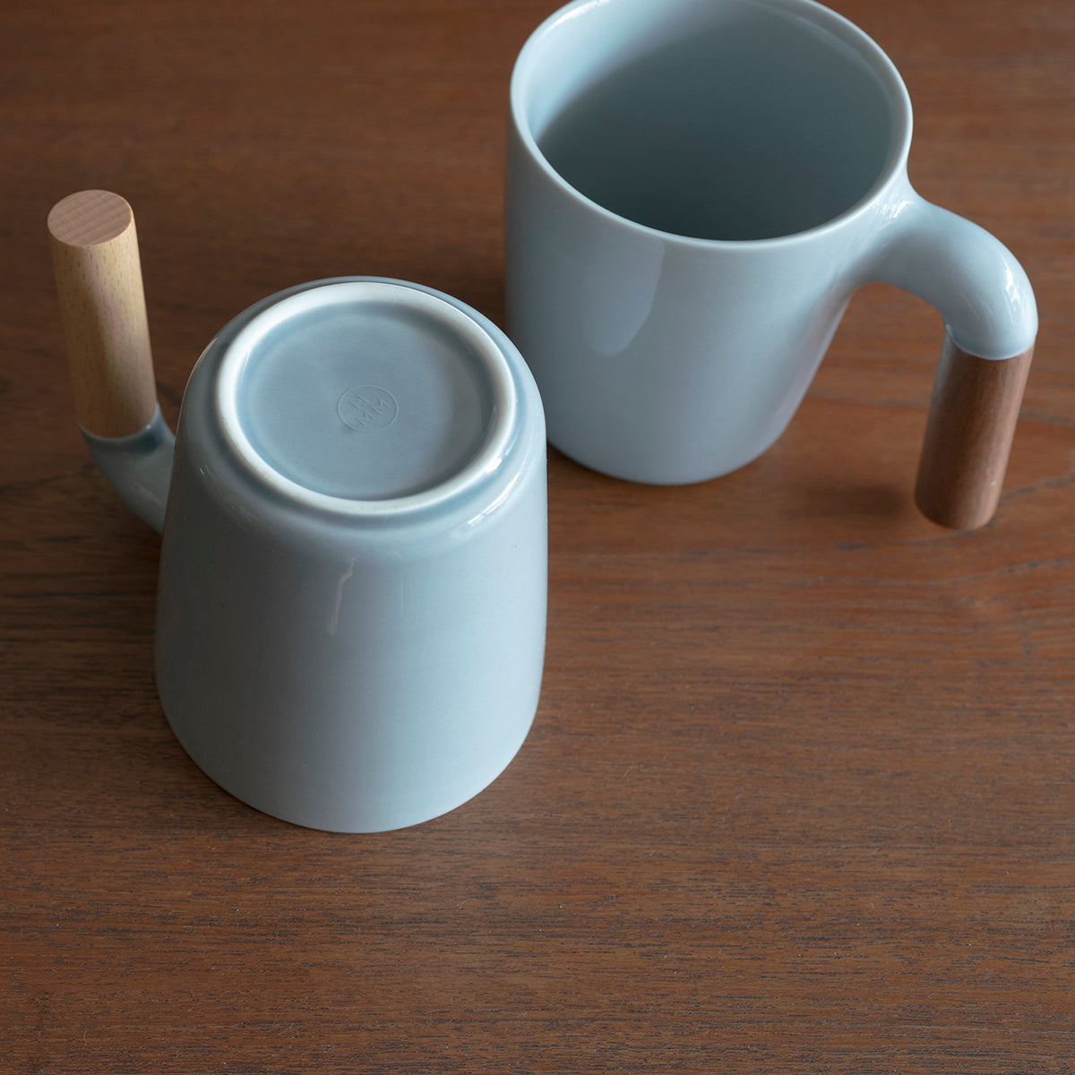 ceramic mug, coffee mug, wooden handle