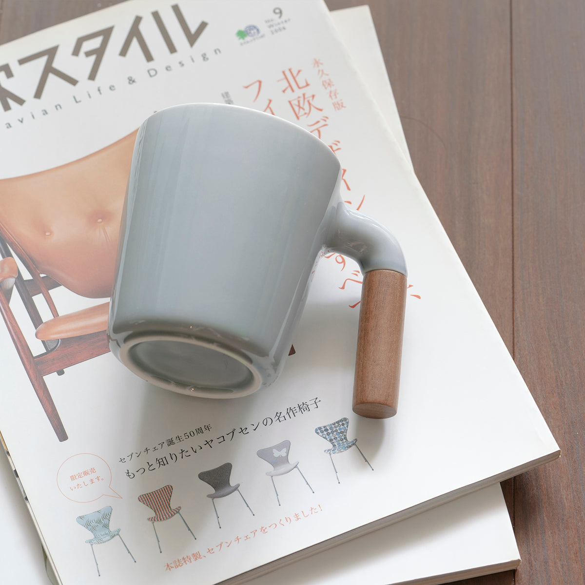 ceramic mug, coffee mug, wooden handle